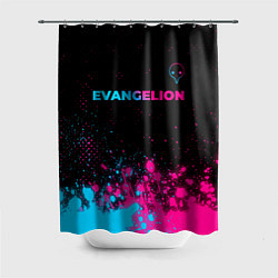 Шторка для душа Evangelion - neon gradient: символ сверху, цвет: 3D-принт