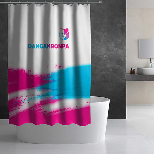Шторка для ванной Danganronpa neon gradient style: символ сверху / 3D-принт – фото 2