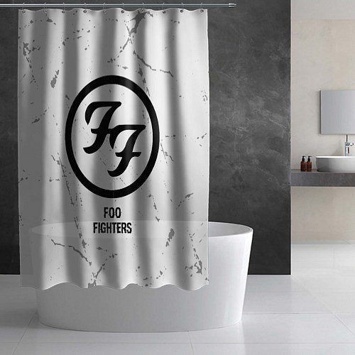 Шторка для ванной Foo Fighters glitch на светлом фоне / 3D-принт – фото 2