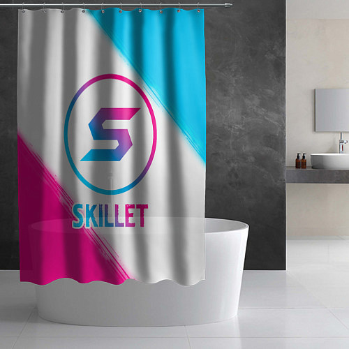 Шторка для ванной Skillet neon gradient style / 3D-принт – фото 2