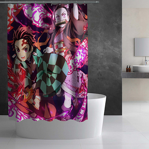 Шторка для ванной Клинок рассекающий демонов Тандзиро Нэдзуко Камадо / 3D-принт – фото 2
