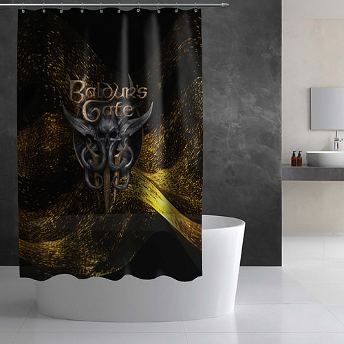 Шторка для ванной Baldurs Gate 3 logo gold black / 3D-принт – фото 2