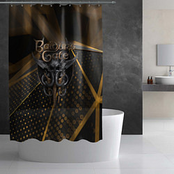 Шторка для душа Baldurs Gate 3 logo dark gold geometry, цвет: 3D-принт — фото 2