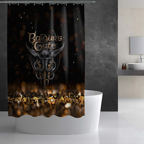 Шторка для ванной Baldurs Gate 3 logo dark gold logo / 3D-принт – фото 2
