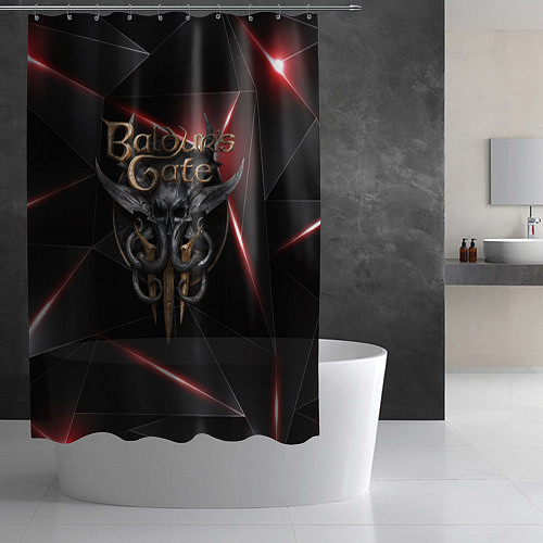 Шторка для ванной Baldurs Gate 3 logo black red / 3D-принт – фото 2