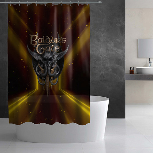 Шторка для ванной Baldurs Gate 3 logo black gold / 3D-принт – фото 2