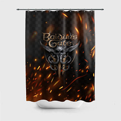 Шторка для душа Baldurs Gate 3 logo fire, цвет: 3D-принт