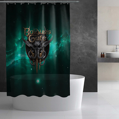 Шторка для ванной Baldurs Gate 3 logo green / 3D-принт – фото 2