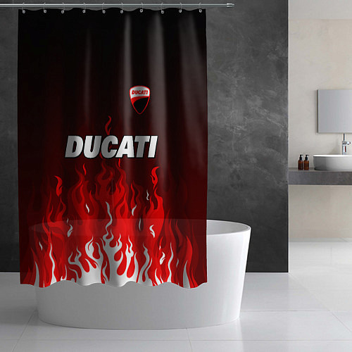 Шторка для ванной Ducati- красное пламя / 3D-принт – фото 2