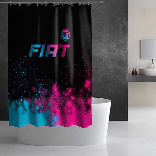 Шторка для ванной Fiat - neon gradient: символ сверху / 3D-принт – фото 2