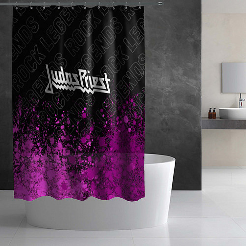 Шторка для ванной Judas Priest rock legends: символ сверху / 3D-принт – фото 2