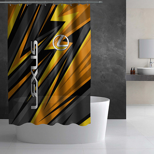 Шторка для ванной Лексус - желтая спортивная абстракция / 3D-принт – фото 2