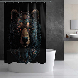 Шторка для душа Медведь из узоров, цвет: 3D-принт — фото 2