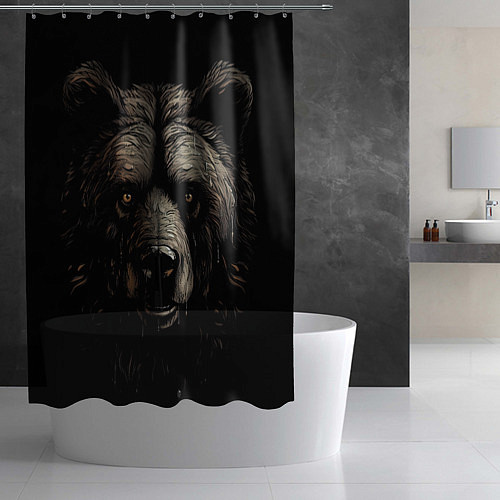 Шторка для ванной Крупная морда медведя / 3D-принт – фото 2