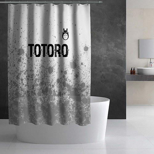 Шторка для ванной Totoro glitch на светлом фоне: символ сверху / 3D-принт – фото 2