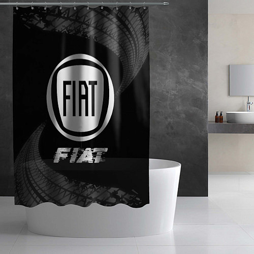 Шторка для ванной Fiat speed на темном фоне со следами шин / 3D-принт – фото 2