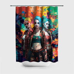 Шторка для душа Три девушки на Хэллоуин, цвет: 3D-принт