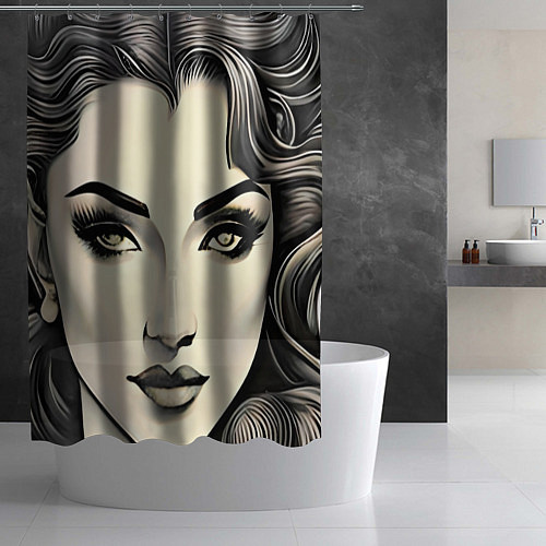 Шторка для ванной Красивая женщина / 3D-принт – фото 2