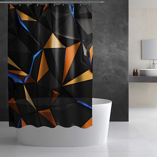 Шторка для ванной Оранжевые и черные элементы / 3D-принт – фото 2