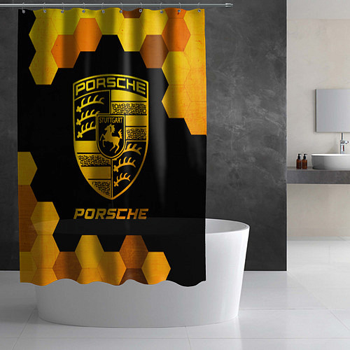 Шторка для ванной Porsche - gold gradient / 3D-принт – фото 2