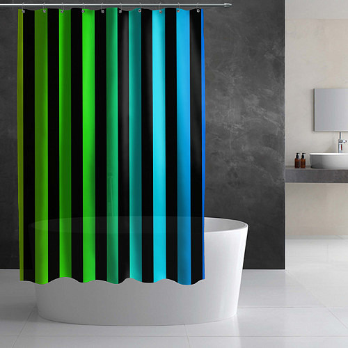 Шторка для ванной Цветные полоски / 3D-принт – фото 2