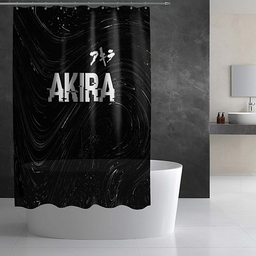 Шторка для ванной Akira glitch на темном фоне: символ сверху / 3D-принт – фото 2