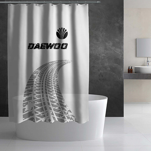 Шторка для ванной Daewoo speed на светлом фоне со следами шин: симво / 3D-принт – фото 2