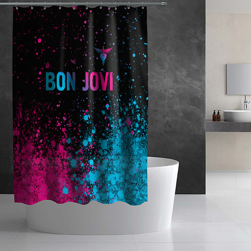 Шторка для ванной Bon Jovi - neon gradient: символ сверху / 3D-принт – фото 2