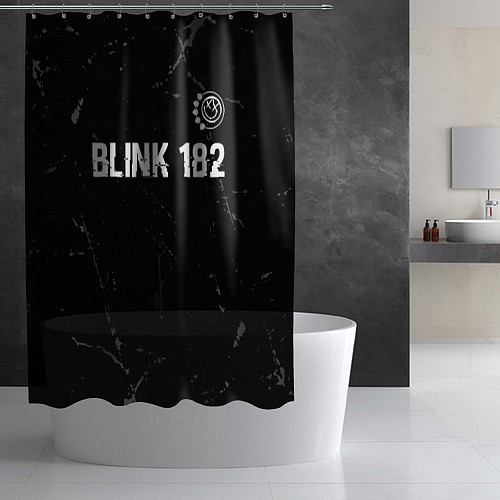 Шторка для ванной Blink 182 glitch на темном фоне: символ сверху / 3D-принт – фото 2