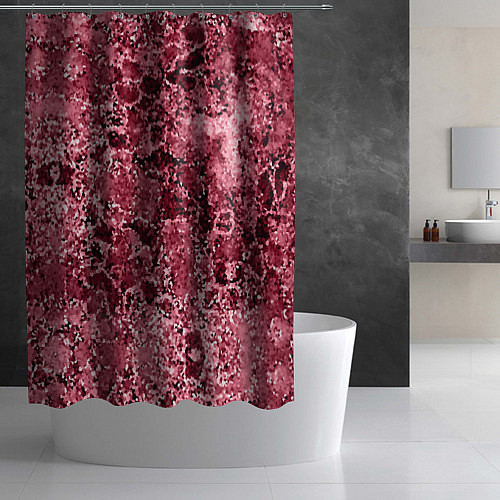 Шторка для ванной Мозаичный узор в коричнево-красных тонах / 3D-принт – фото 2