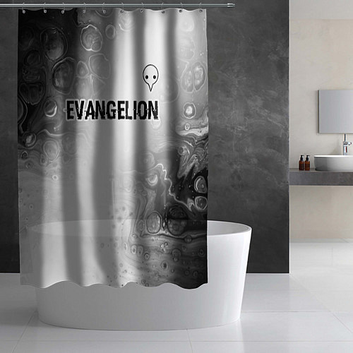 Шторка для ванной Evangelion glitch на светлом фоне: символ сверху / 3D-принт – фото 2