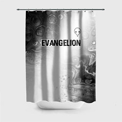 Шторка для душа Evangelion glitch на светлом фоне: символ сверху, цвет: 3D-принт