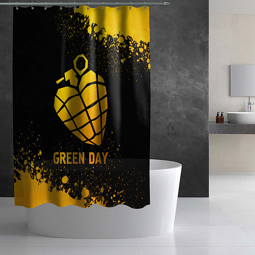 Шторка для ванной Green Day - gold gradient / 3D-принт – фото 2