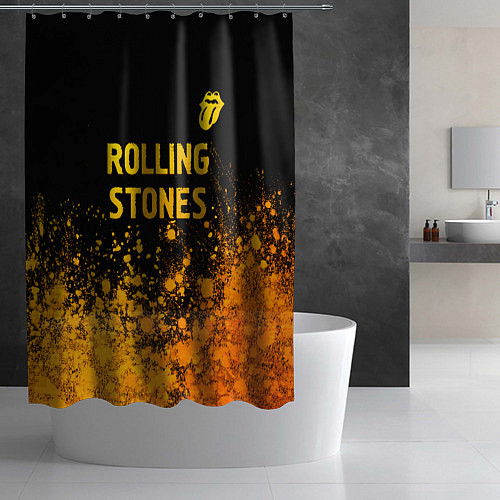 Шторка для ванной Rolling Stones - gold gradient: символ сверху / 3D-принт – фото 2