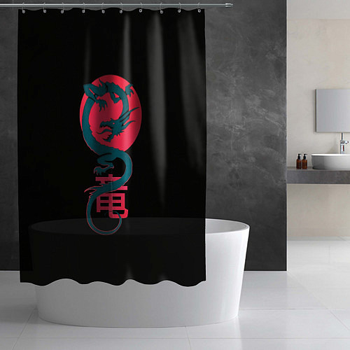 Шторка для ванной Дракон восходящего солнца / 3D-принт – фото 2