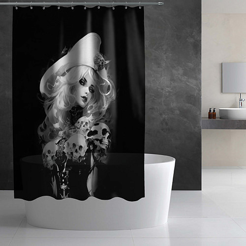 Шторка для ванной Ведьма в белой треуголке / 3D-принт – фото 2