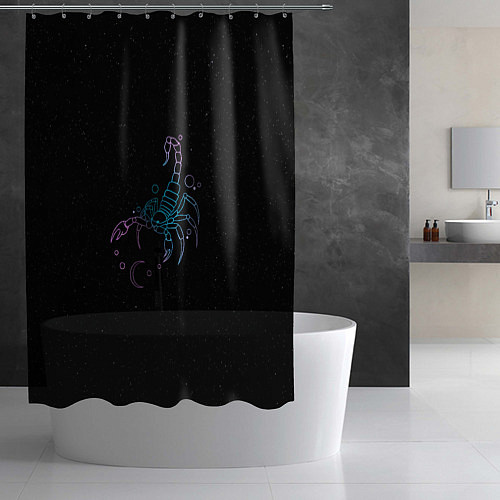 Шторка для ванной Знак зодиака скорпион - космос / 3D-принт – фото 2