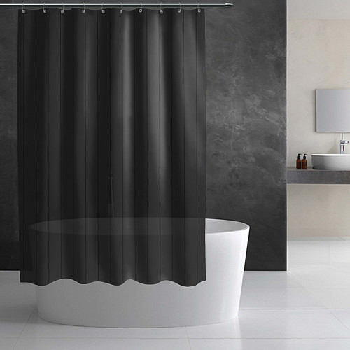 Шторка для ванной Насыщенный серый полосатый / 3D-принт – фото 2
