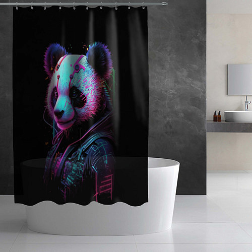 Шторка для ванной Панда в красках киберпанк / 3D-принт – фото 2
