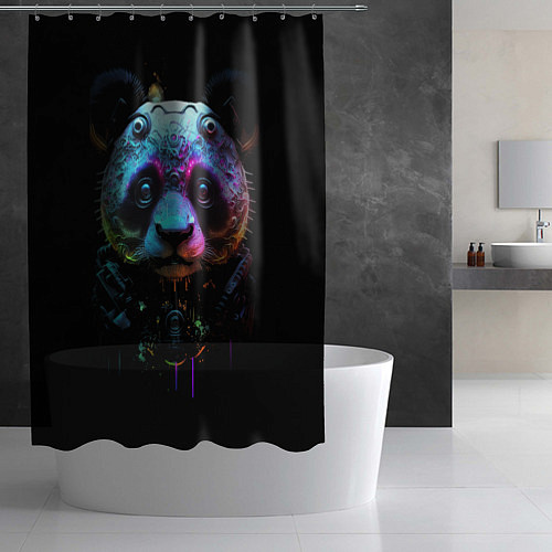 Шторка для ванной Панда в стиле киберпанк / 3D-принт – фото 2