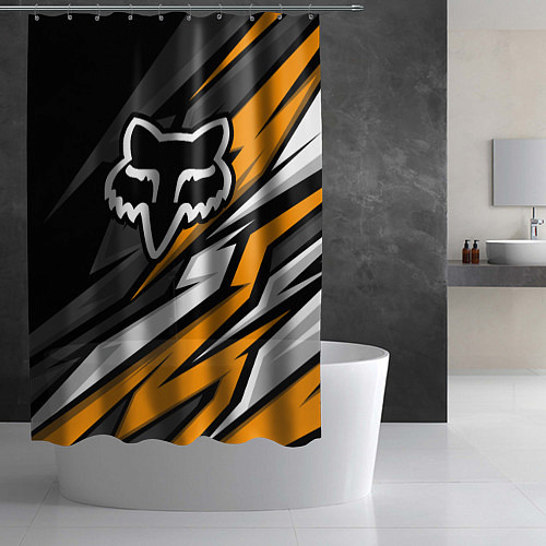 Шторка для ванной Fox motocross racing - orange / 3D-принт – фото 2