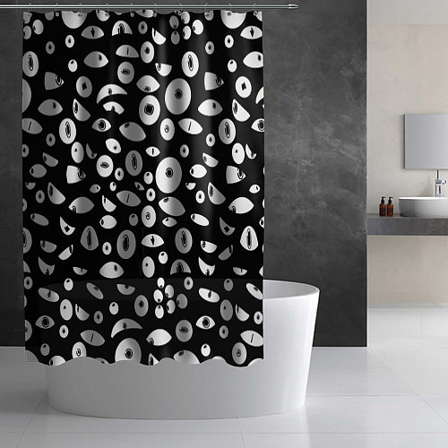 Шторка для ванной Черно-белые глаза / 3D-принт – фото 2