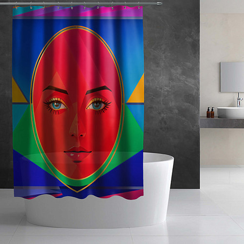 Шторка для ванной Девушка красноликая овал в прямоугольнике / 3D-принт – фото 2