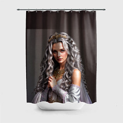 Шторка для душа Девушка с пепельно-серыми вьющимися волосами, цвет: 3D-принт