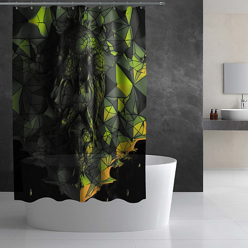 Шторка для ванной Зеленая абстрактная текстура / 3D-принт – фото 2