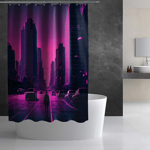 Шторка для ванной Мёртвый розовый город / 3D-принт – фото 2