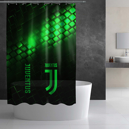 Шторка для ванной Juventus green logo neon / 3D-принт – фото 2