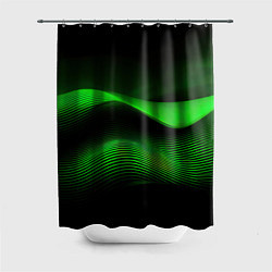 Шторка для душа Зеленые абстрактные волны, цвет: 3D-принт