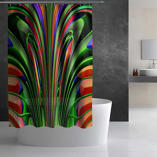 Шторка для ванной Зеленые прожилки / 3D-принт – фото 2