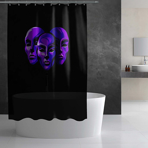 Шторка для ванной Три театральные маски / 3D-принт – фото 2